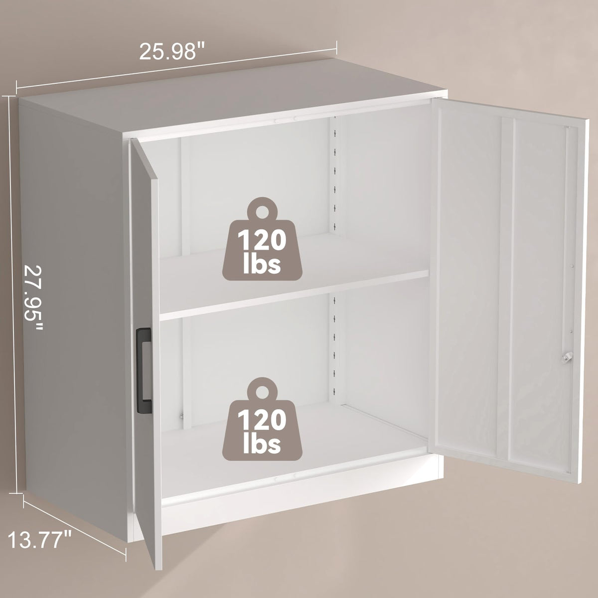 Lockable White Wall Cabinet with Adjustable Shelf T798