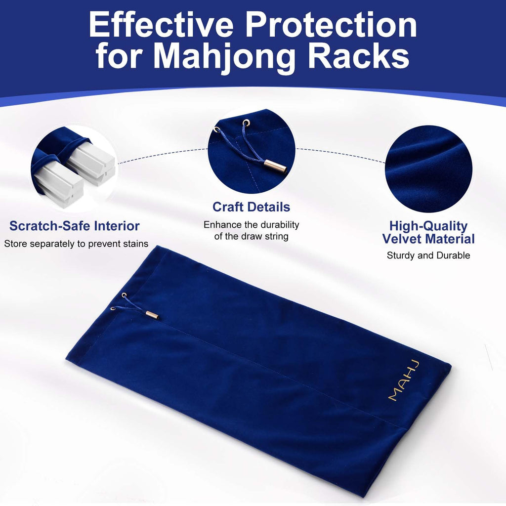 Blue Velvet Drawstring Storage Bag with 2 Compartments U7284