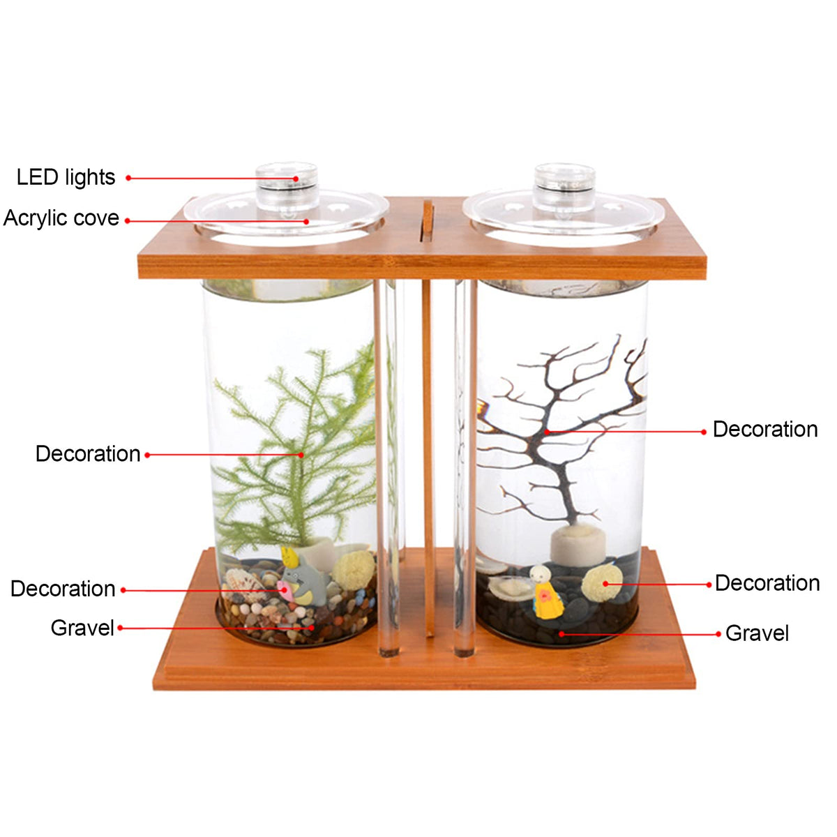 Bamboo Desktop Aquarium with LED Light D349