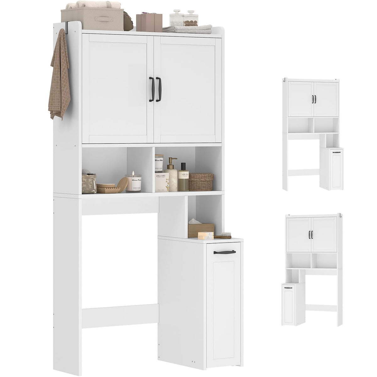 White Over The Toilet Storage Cabinet with Adjustable Shelf U30981
