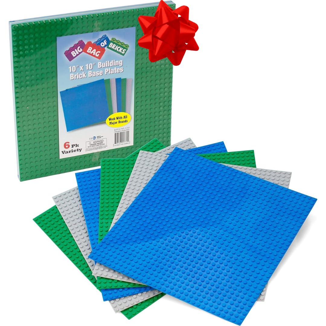 Green Blue White 10x10" Building Bricks Baseplates 4 Pack I7035