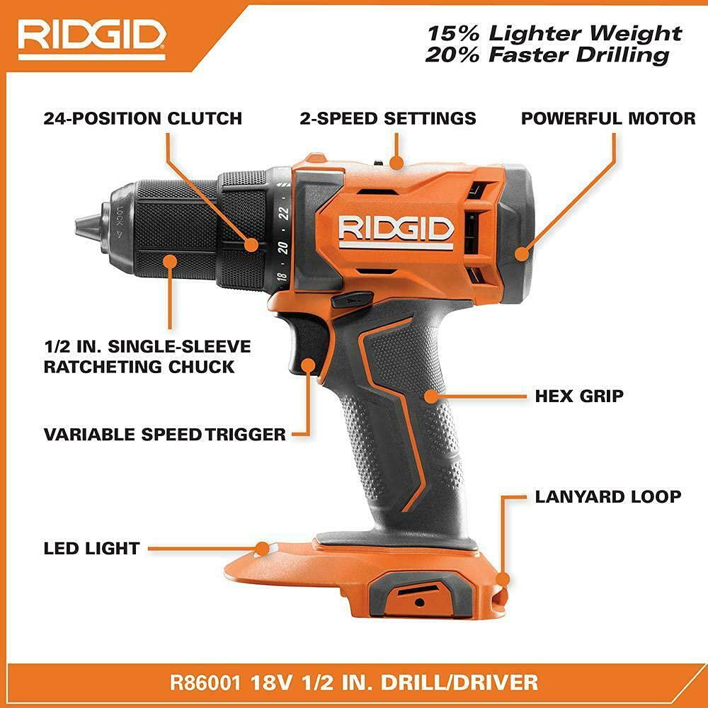 18V Cordless 1/2 in. Drill/Driver Kit with Battery and Charger B8786