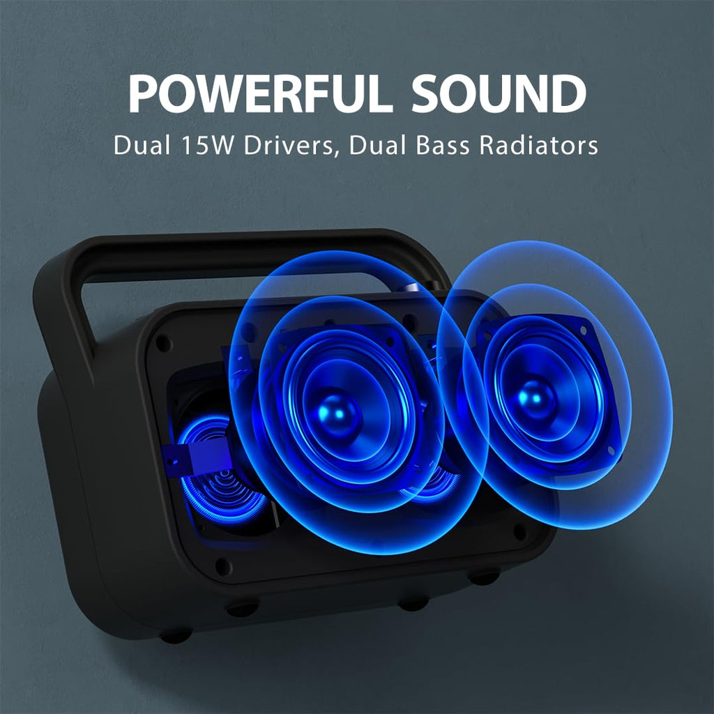 Portable FM Radio with 30W Stereo Bluetooth Speaker B50906