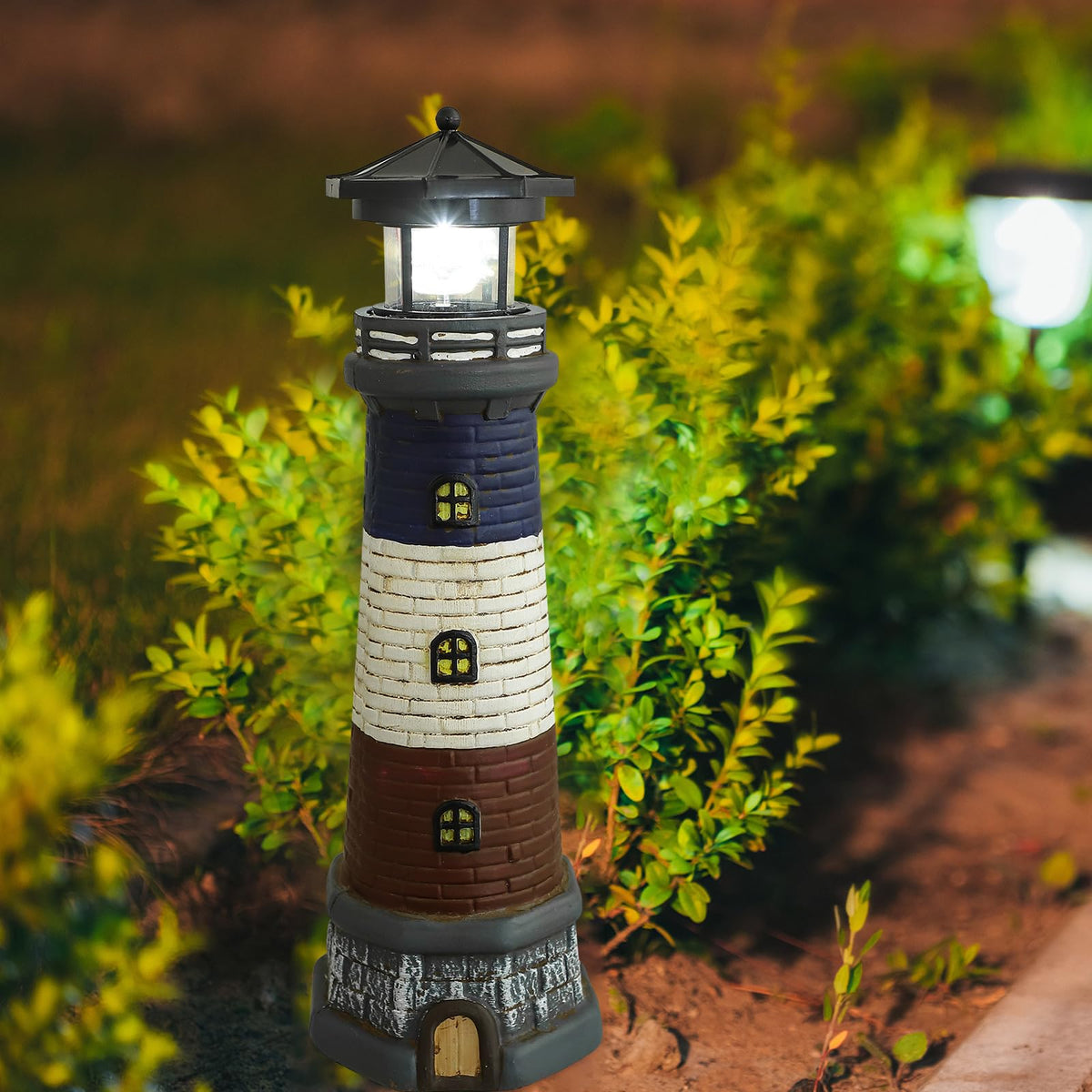 Solar Garden Lighthouse Statue 14.76In Waterproof P564243