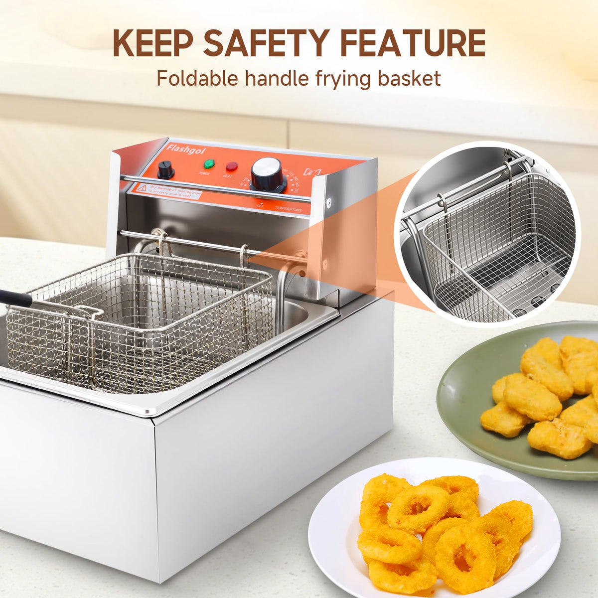 1700W 12L Stainless Steel Electric Deep Fryer with Basket and Lid M246