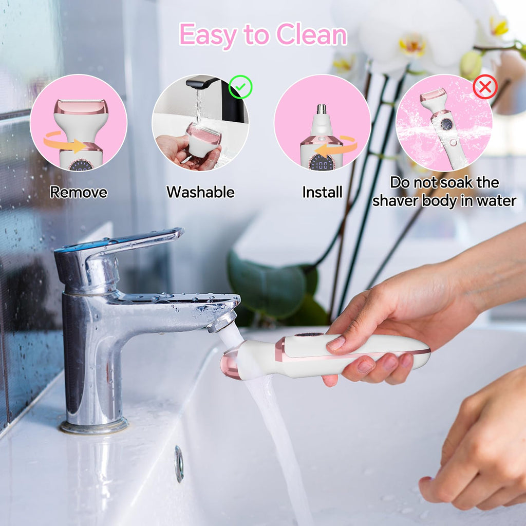Electric Razor for Women, 4-in-1 Bikini Trimmer & Body Shaver, Rechargeable Wet/Dry P4965