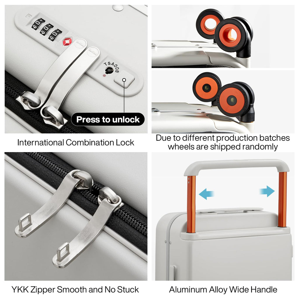 20 Inch Carry On Luggage Aluminum Frame Spinner Wheels U916611