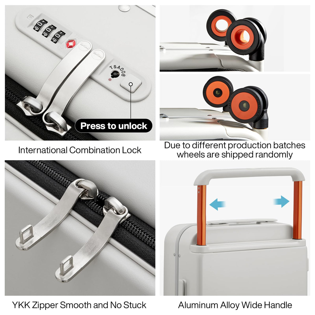 20 Inch Carry On Luggage Aluminum Frame Spinner Wheels U916611
