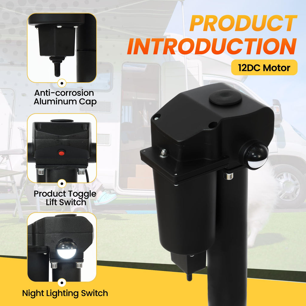 12V 3500lb Electric Tongue Jack with Drop Foot & LED Light X604131