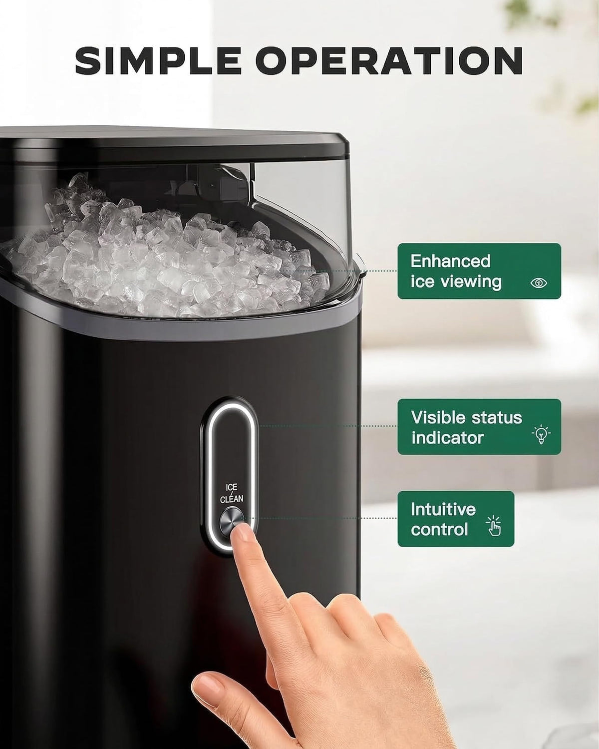 Nugget Pebble Ice Maker Countertop with Self-Cleaning L2993