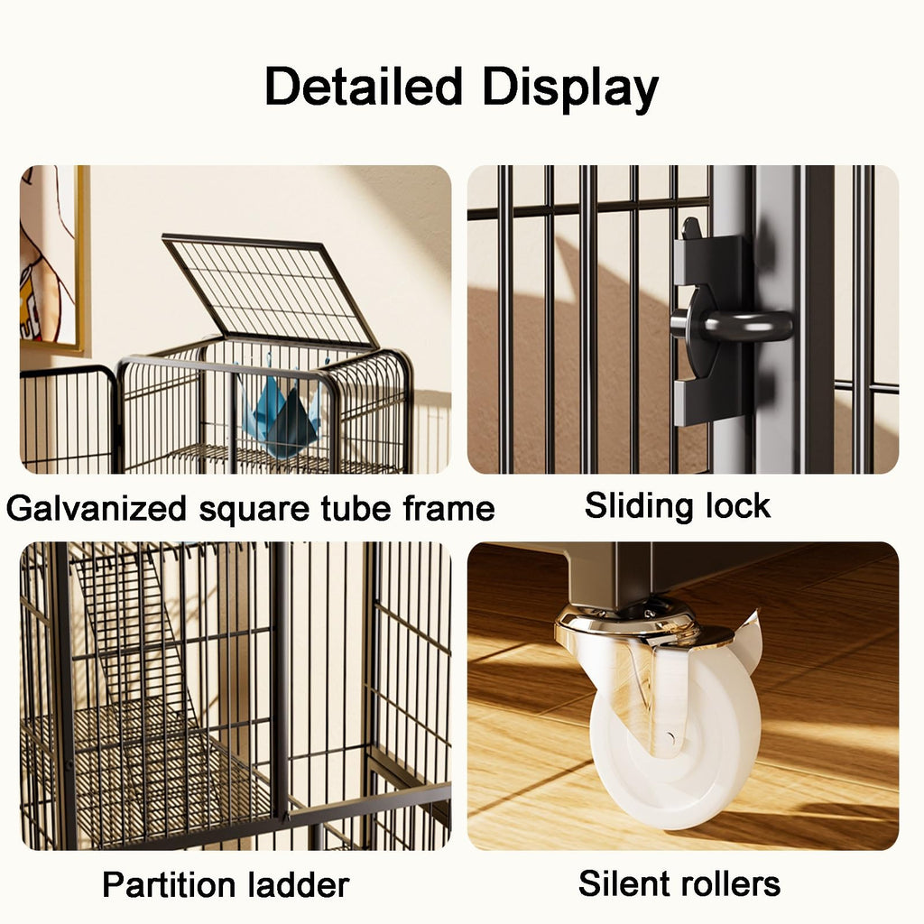 4-Tier Metal Cat Cage with Litter Box and Hammock U714