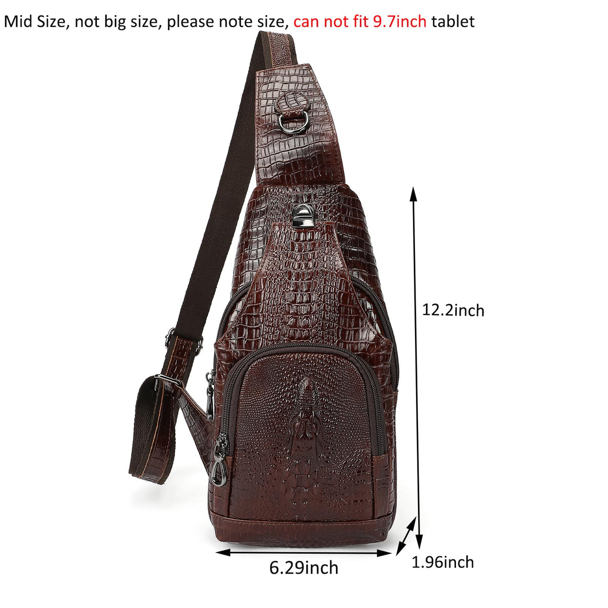 Crocodile Leather Sling Bag with Leather Strap L496999
