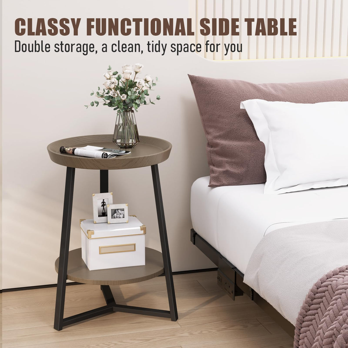 Round 2 Tier End Table with Storage Shelf C454126