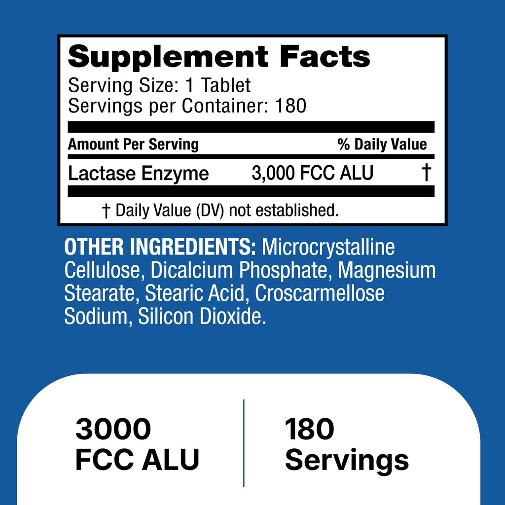 Unflavored Lactase Enzyme Tablets 180 Ct S302907
