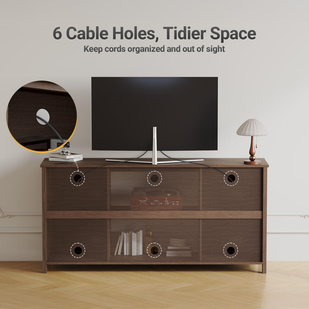 Farmhouse TV Stand 57 Inch Walnut C808