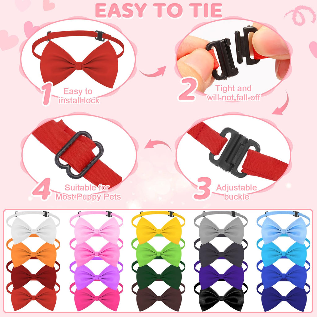 240 Pcs Dog Bow Ties with Adjustable Collar P160230