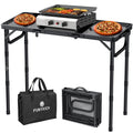 Folding Grill Table 3ft 3 Adjustable Heights Black B898748