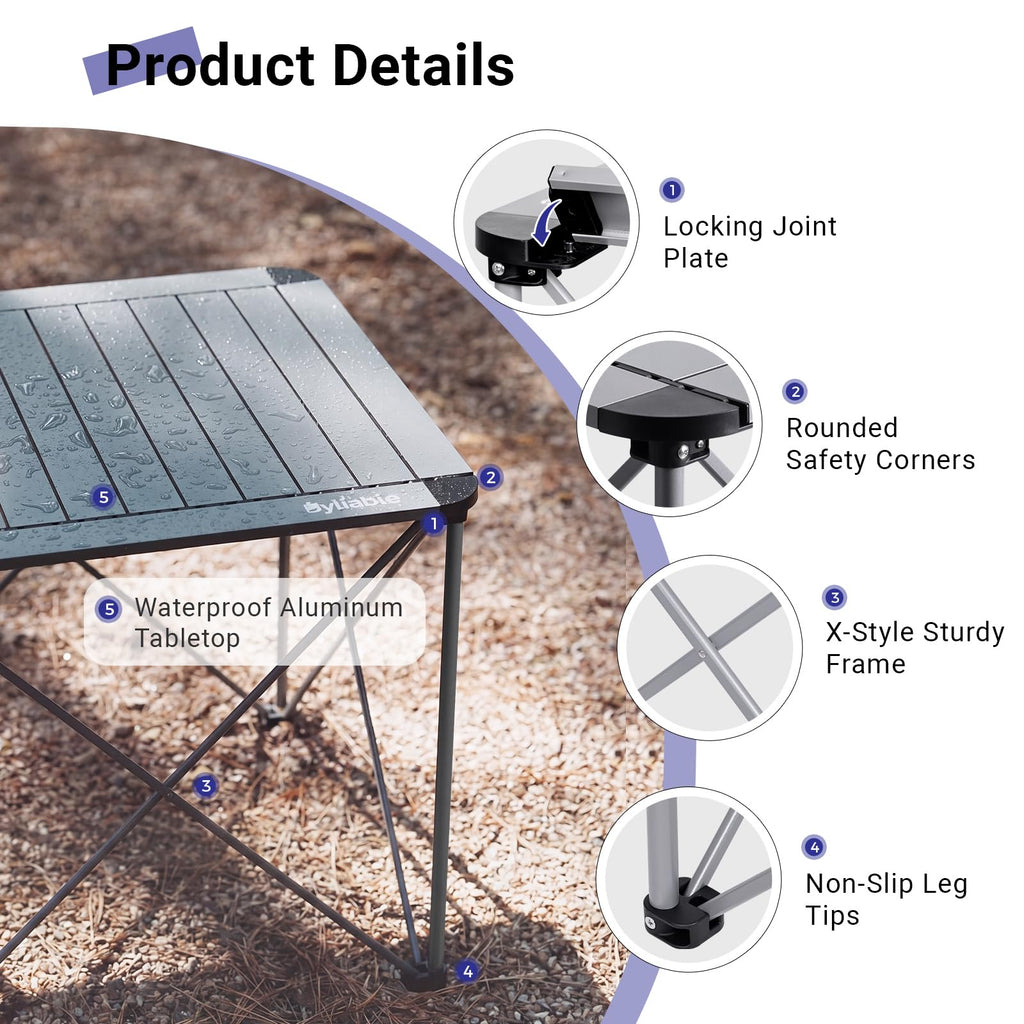 Camping Square Folding Aluminum Table L578536