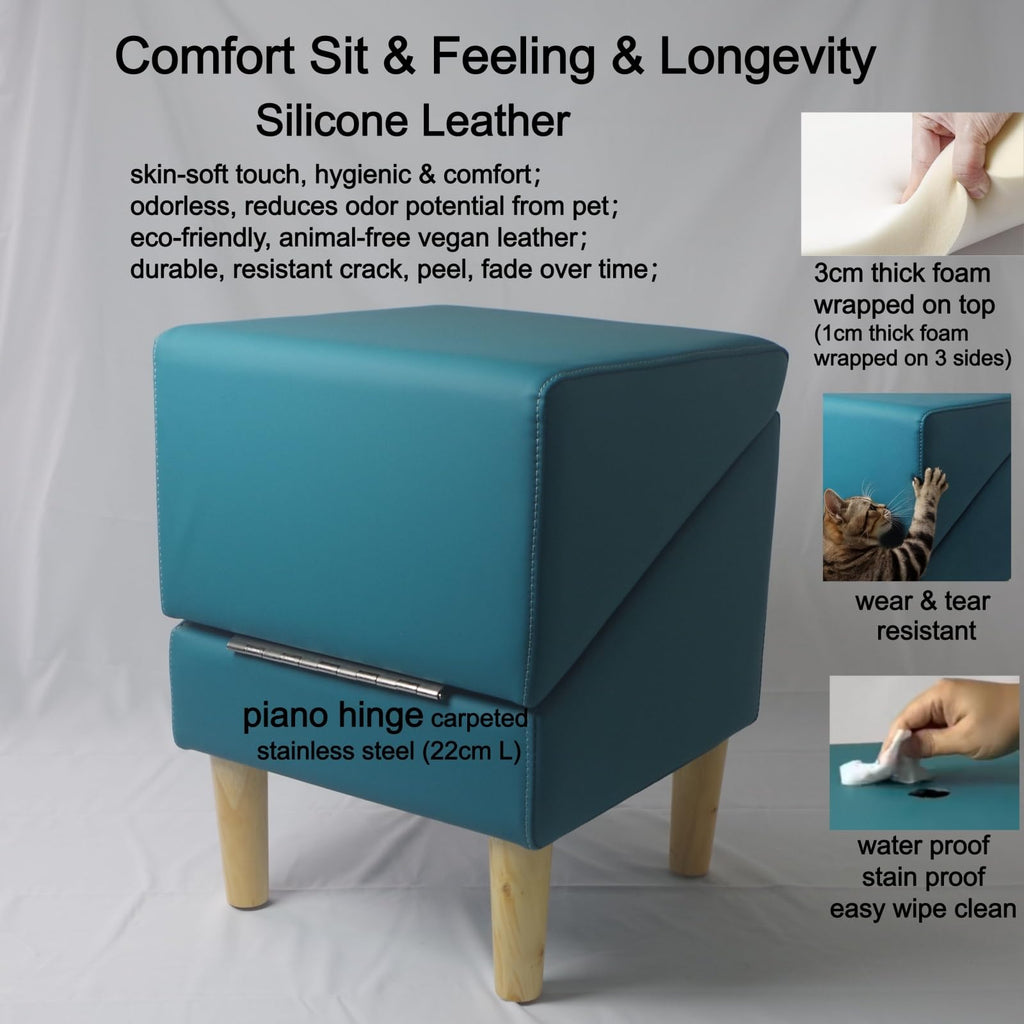 Foldable Dog Cat Stair Ramp Solid Wood Ottoman 18in H L631