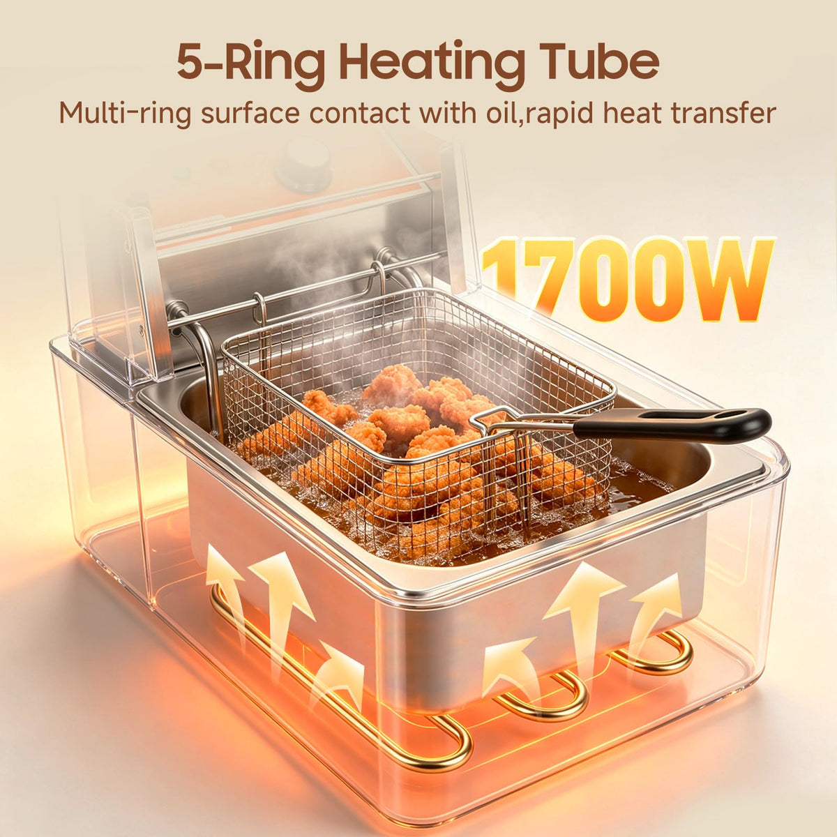 1700W 12L Stainless Steel Electric Deep Fryer with Basket and Lid M246