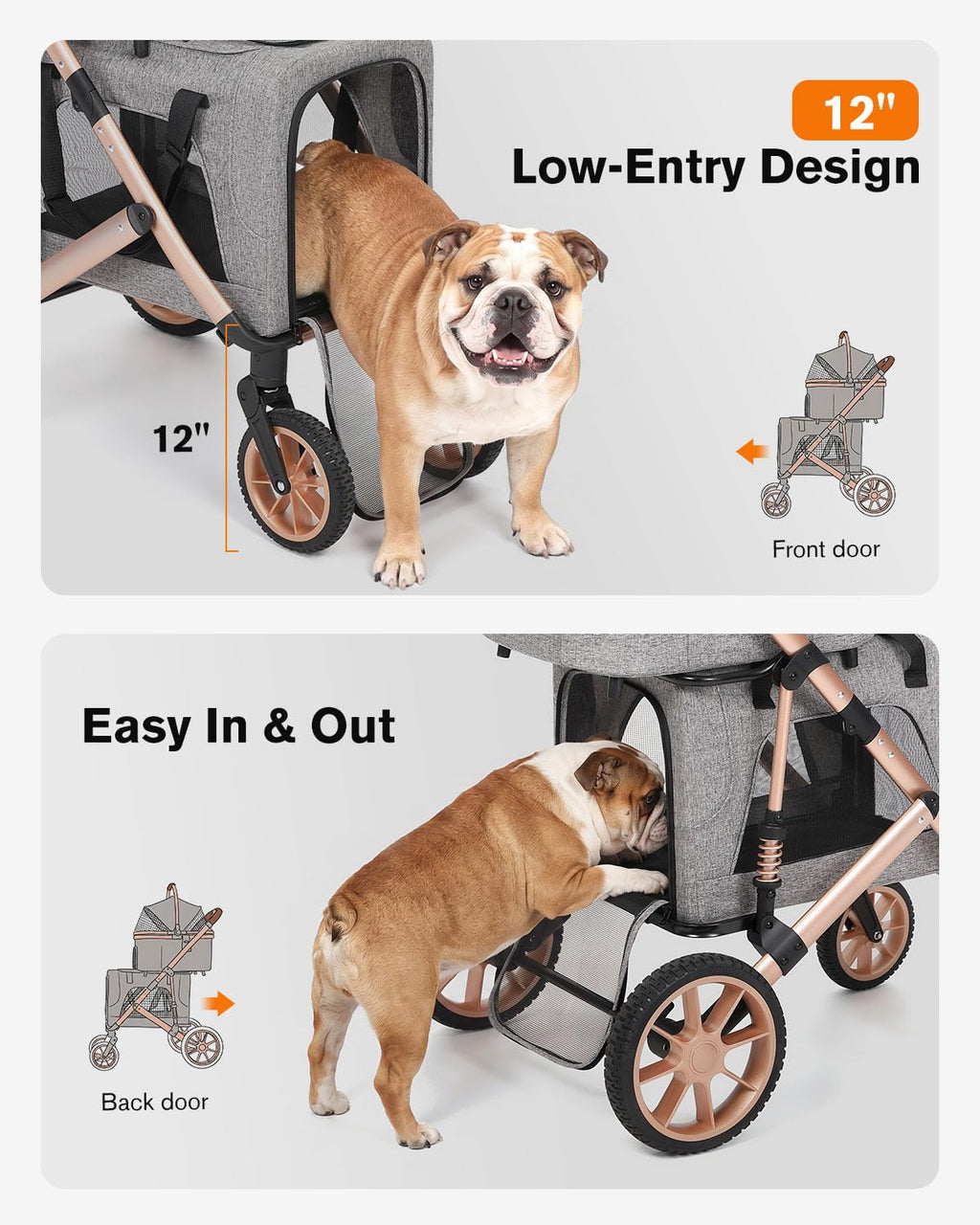 Double Pet Stroller with 2 Detachable Carriers T783479