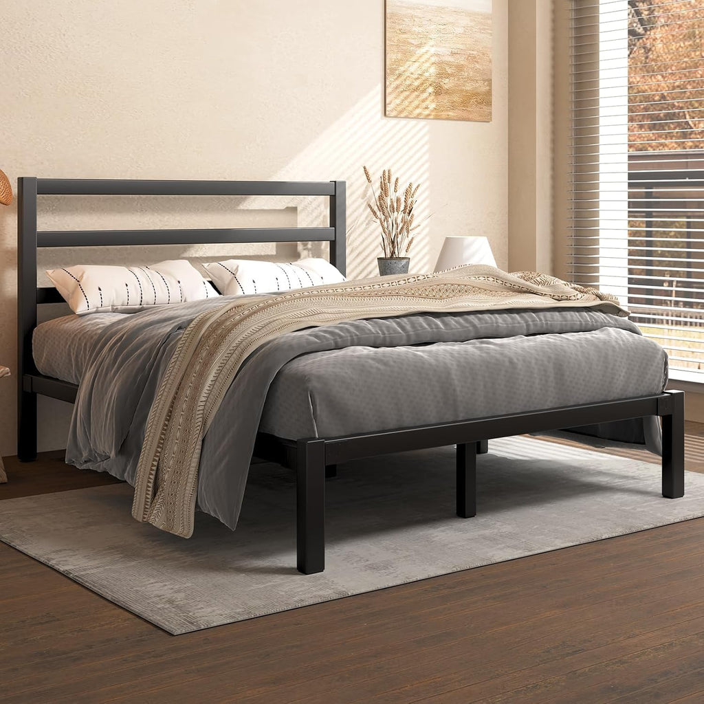 Queen Metal Platform Bed Frame with Headboard U8524