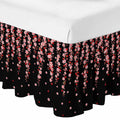 Pink Floral Ruffled Wrap Around Bed Skirt California King 18" Drop W250