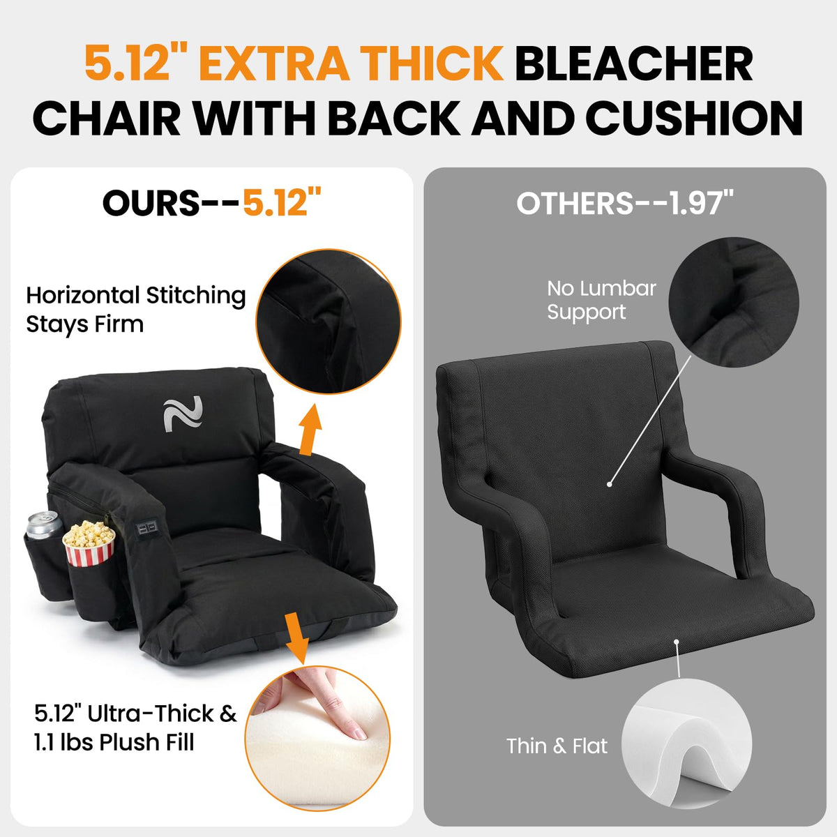 2 Pack Extra Thick Heated Stadium Seats O555