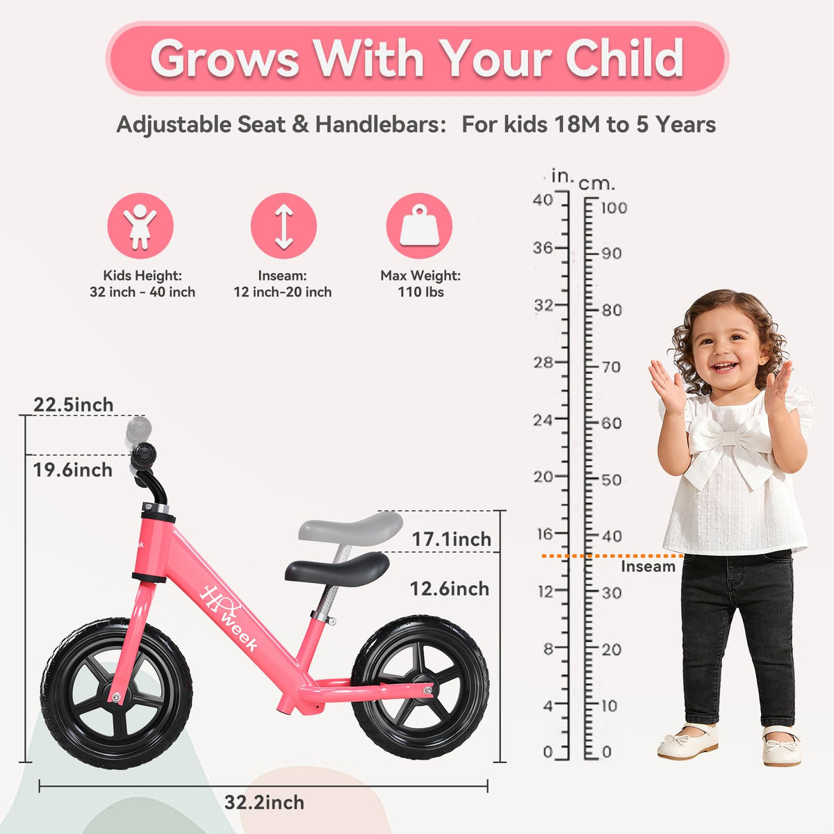 12” No Pedal Adjustable Toddler Balance Bike B7744