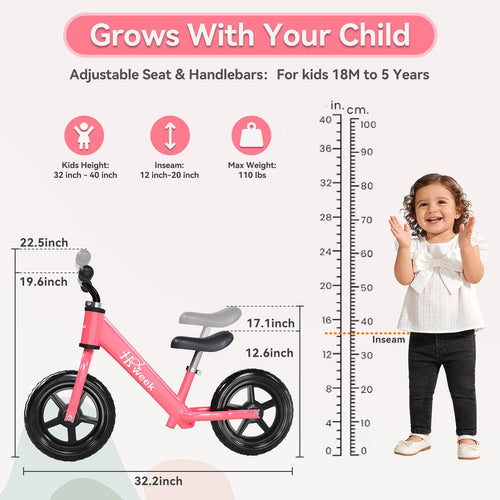 12” No Pedal Adjustable Toddler Balance Bike B7744