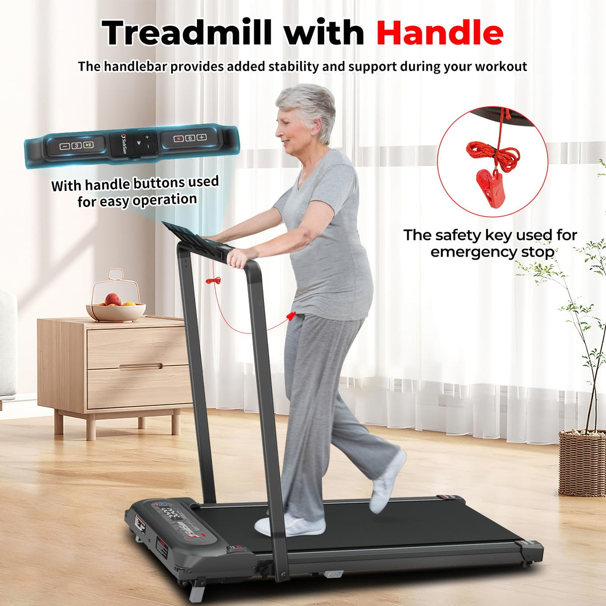 2 in 1 Folding Treadmill with Handle Bar G859277