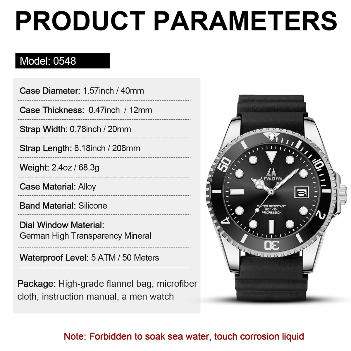 Waterproof Stainless Steel Mens Watch R272