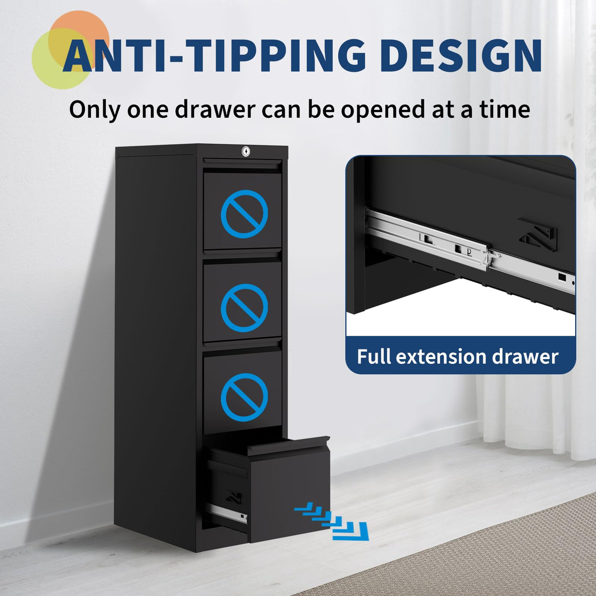 4 Drawer Metal File Cabinet with Lock O392917