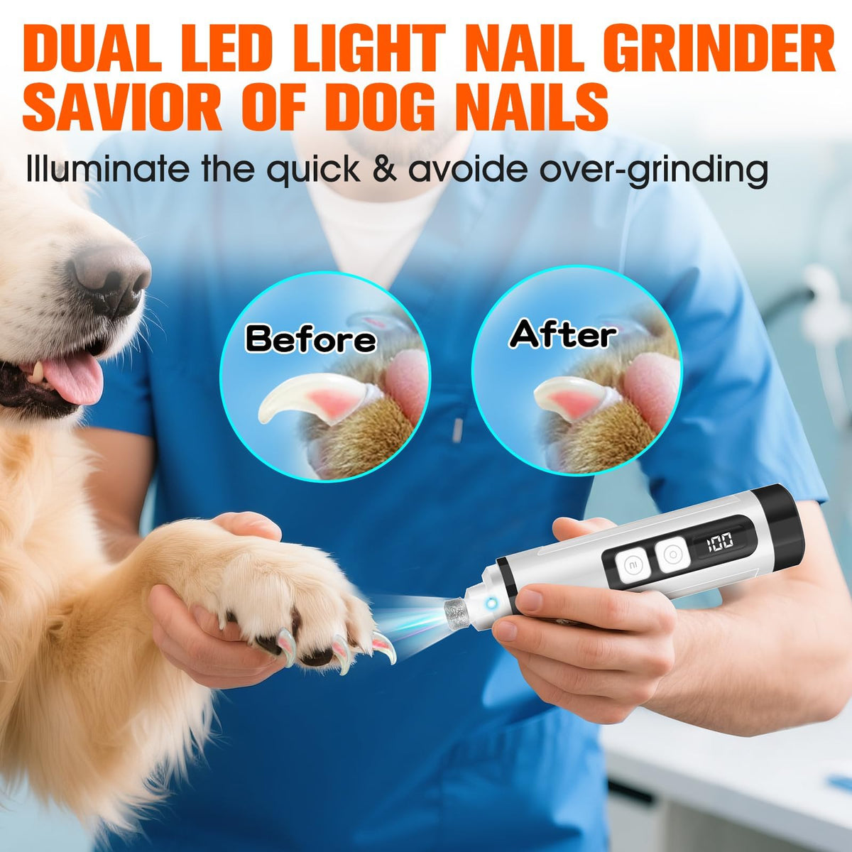 Ultra Quiet Electric Pet Nail Clippers with LED Lights R924