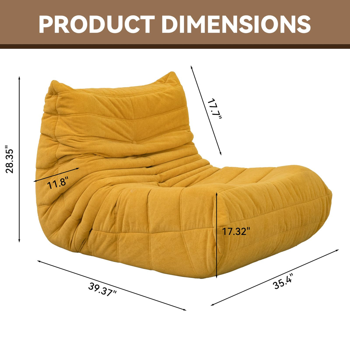 Yellow Memory Foam Bean Bag Chair K649