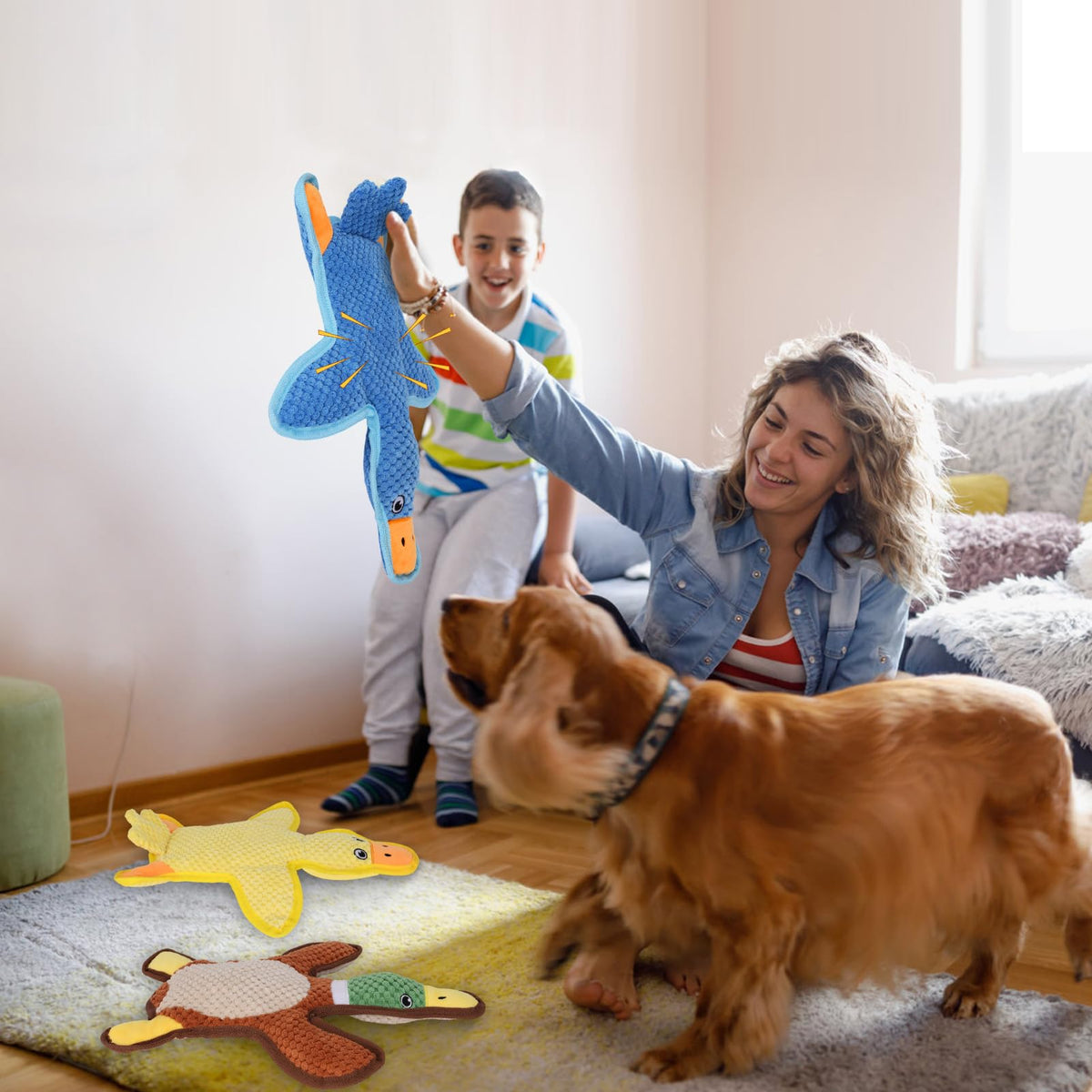 3-Pack No-Stuffing Squeaky Crinkle Dog Chew Toy F461