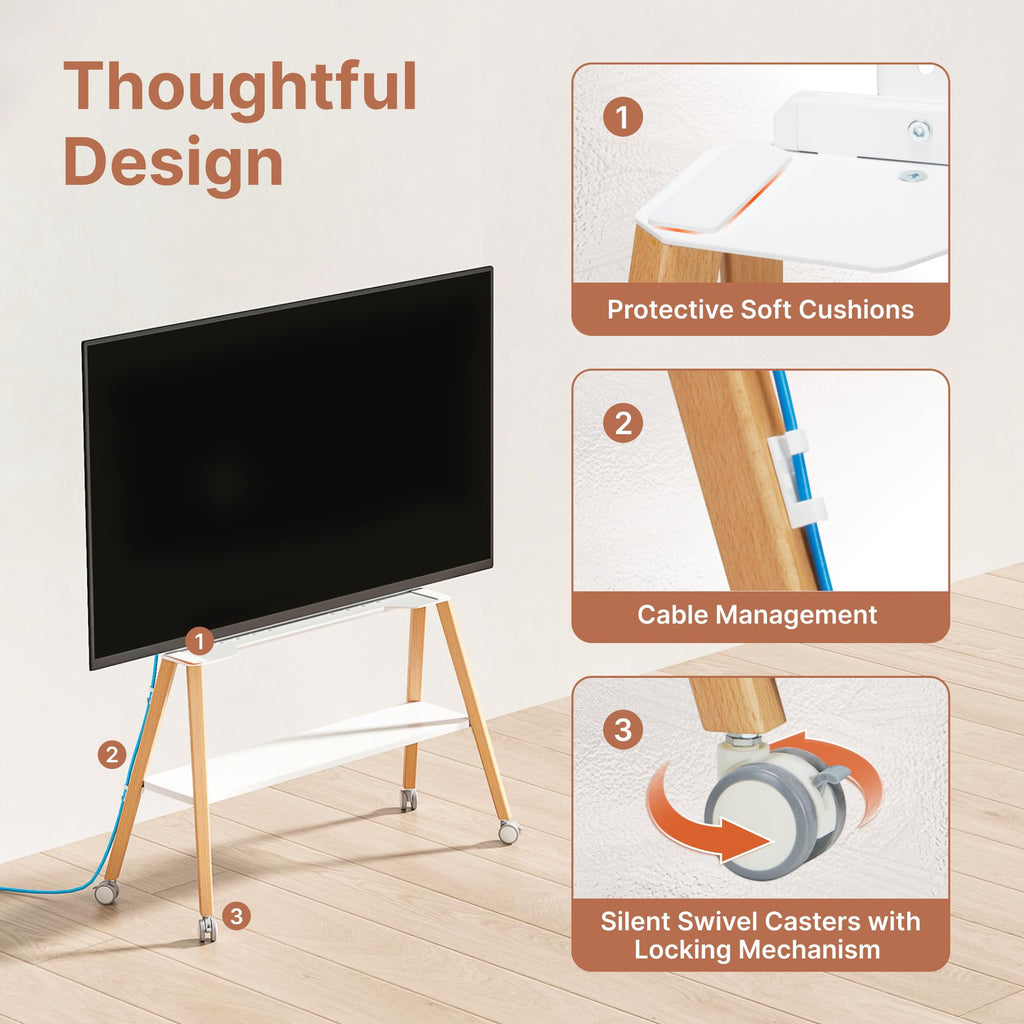 White Rolling Easel TV Stand U21472
