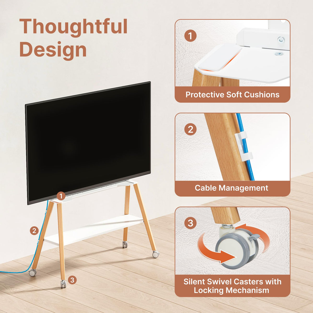 White Rolling Easel TV Stand U21472