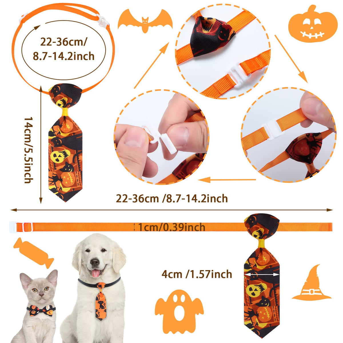 120 Pcs Halloween Dog Bow Ties M576