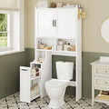 White Over The Toilet Storage Cabinet with Adjustable Shelf U30981