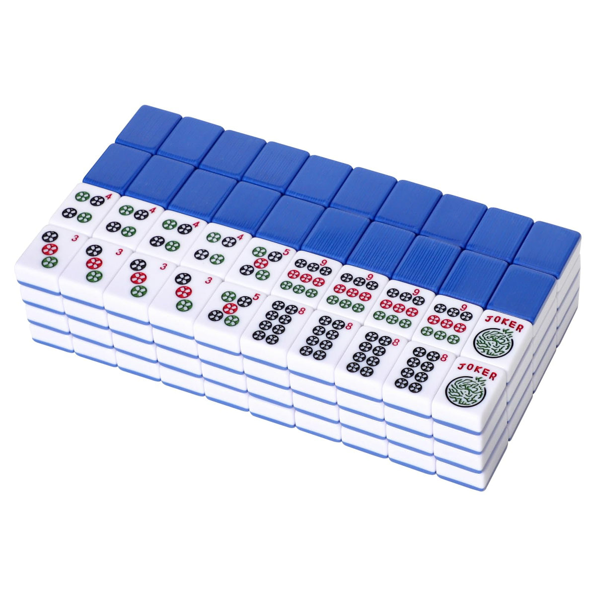 166 Blue Mahjong Tile Set with Bag and 4 All-in-One Rack/Pushers Z420414