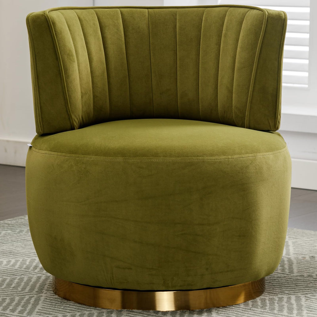 Green Velvet Swivel Barrel Chair N4317