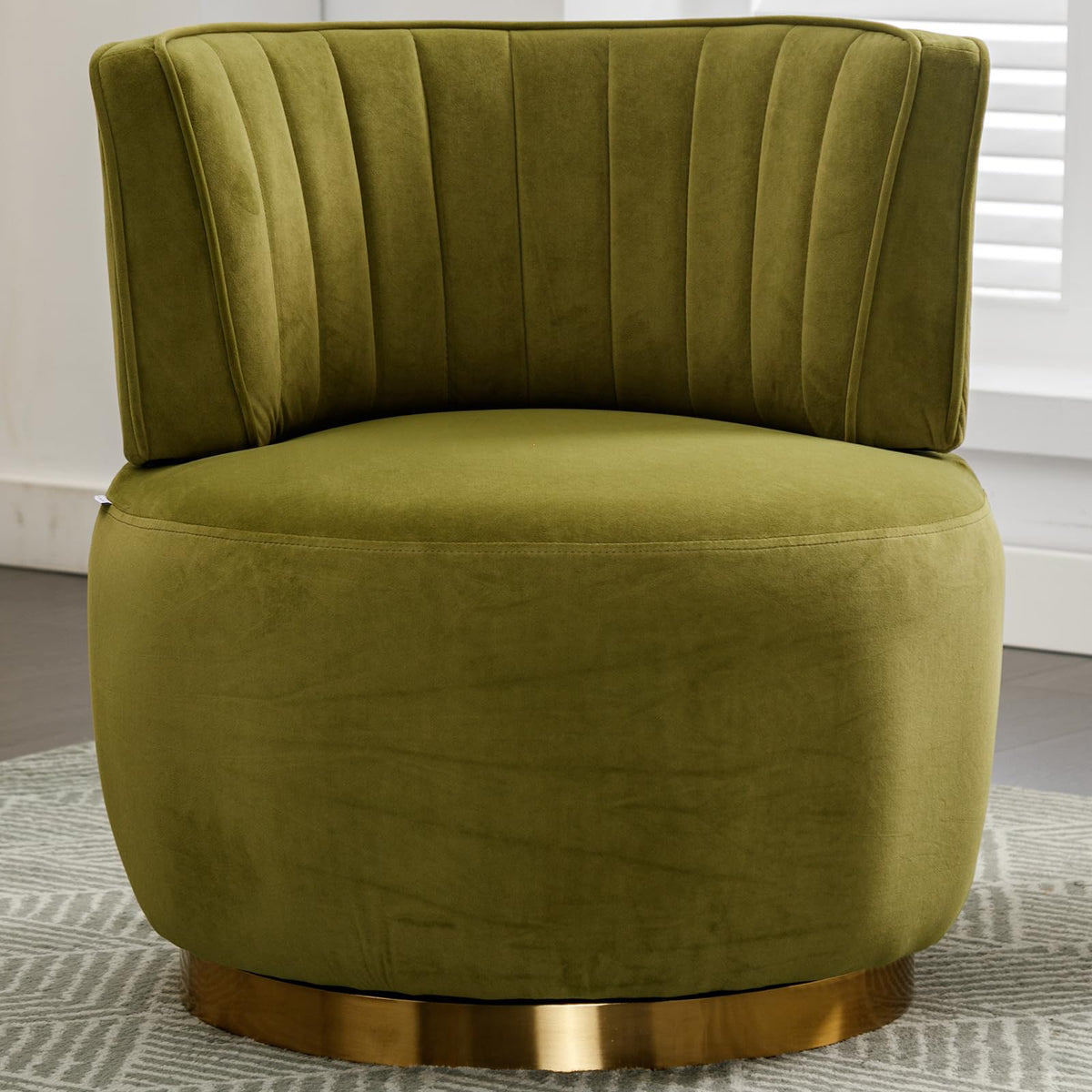 Green Velvet Swivel Barrel Chair N4317