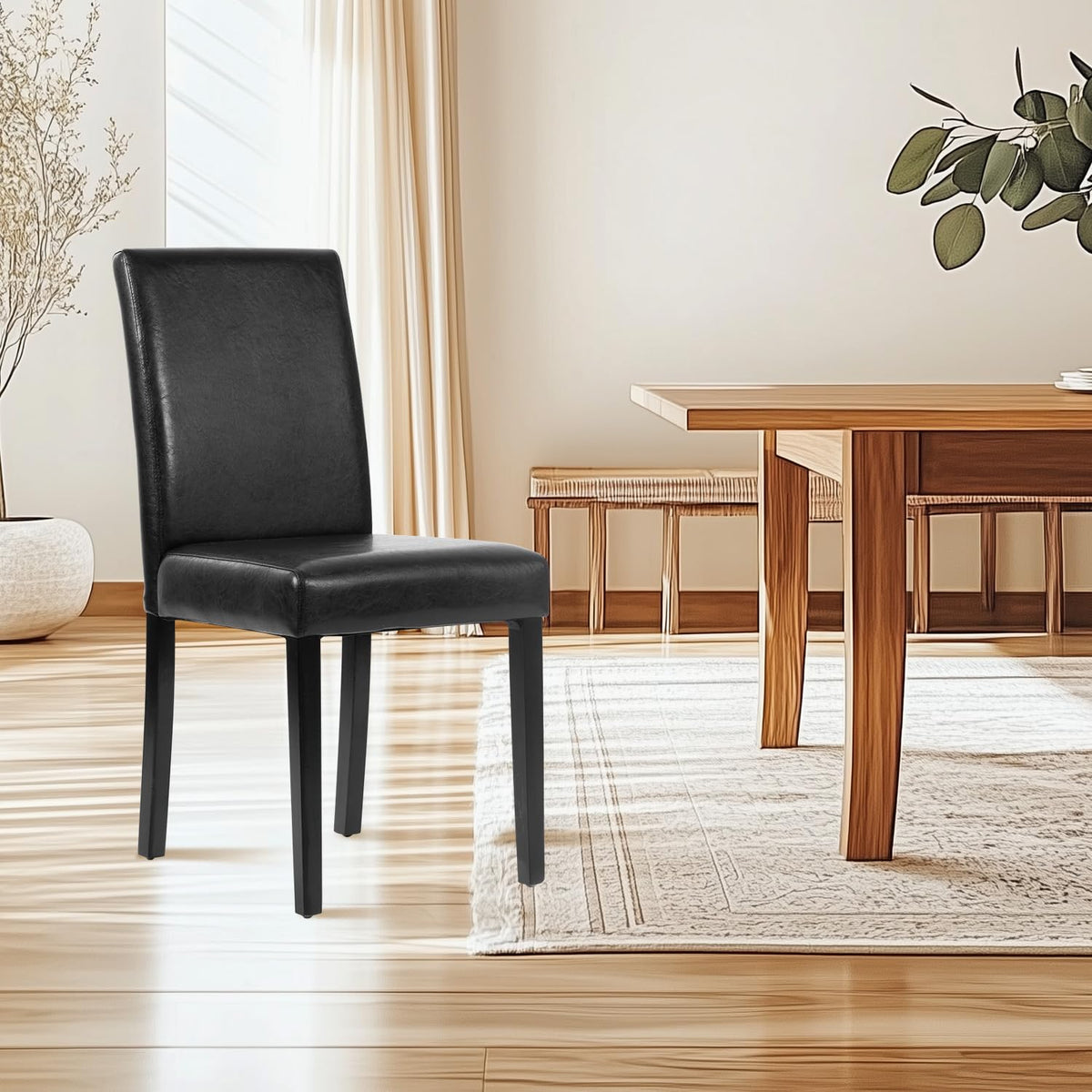 Black Set of 4 Upholstered Dining Chairs R69032