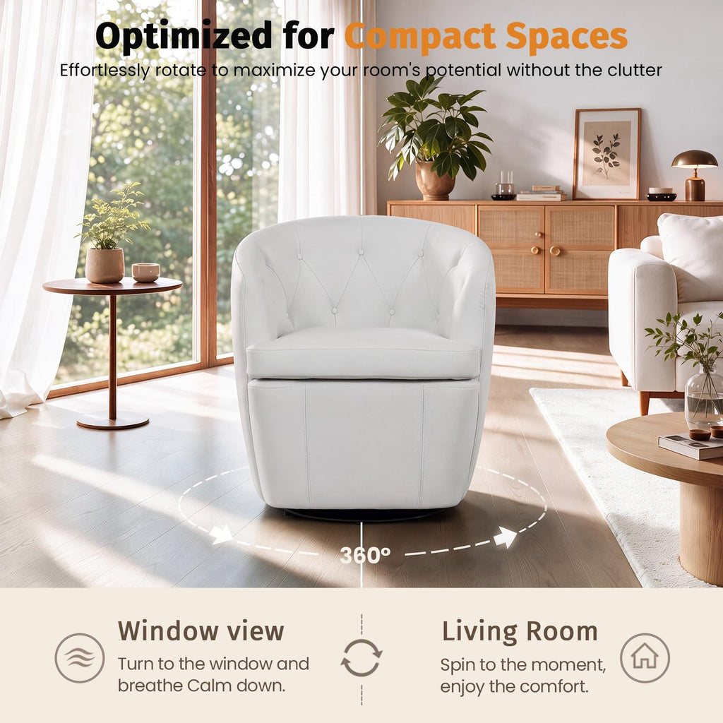 360° Swivel Button-Tufted Barrel Chair N136734