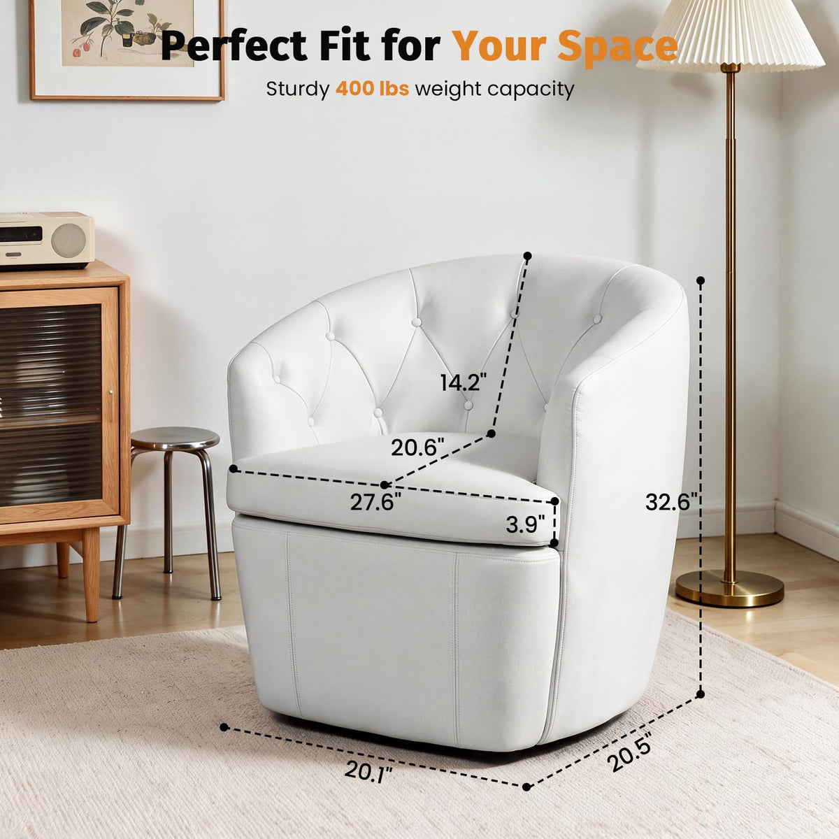 360° Swivel Button-Tufted Barrel Chair N136734