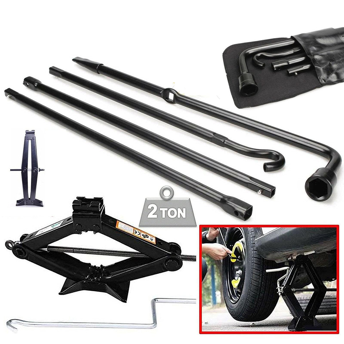 Spare Tire Tool Kit with Scissor Jack 2 Ton B900055