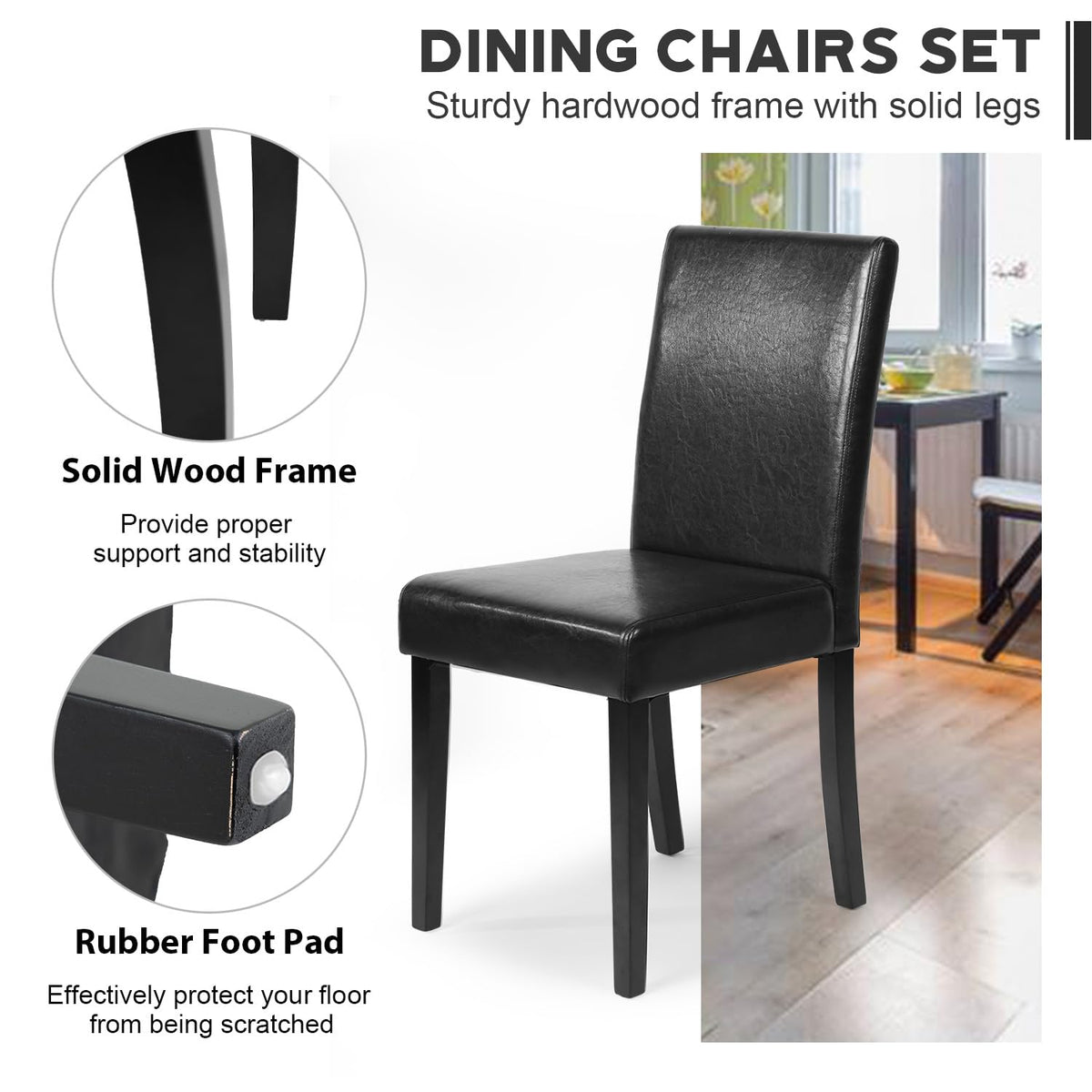 Black Set of 4 Upholstered Dining Chairs R69032
