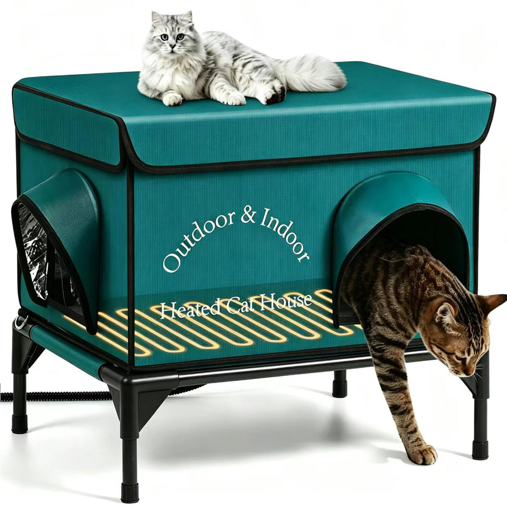 Insulated Heated Cat House with Heating Pad H190