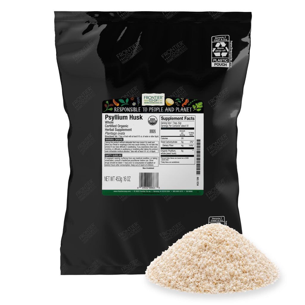 Organic Whole Psyllium Husk 16 Ounce A117